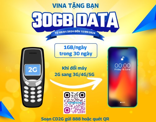 Chuyển đổi máy 2G, nhận ngay 30GB từ VinaPhone