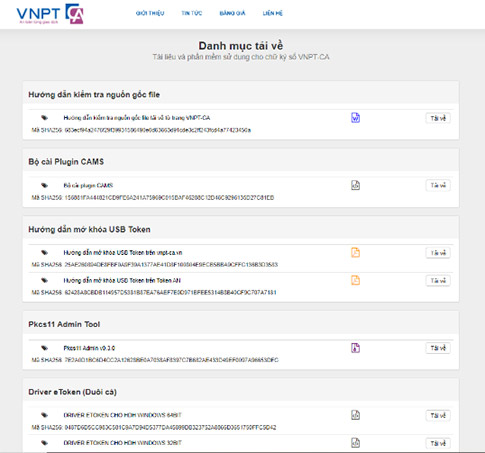 Dịch vụ chữ ký số VNPT-CA cung cấp tài liệu và phần mềm hỗ trợ người dùng