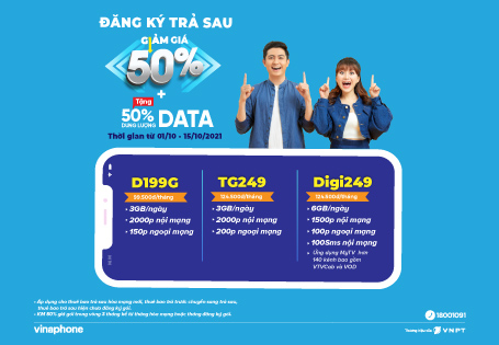 VinaPhone giảm 50% cho khách hàng đăng ký gói trả sau