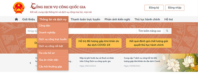 Chọn dịch vụ công nổi bật
