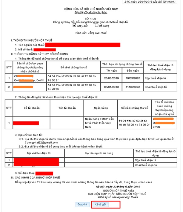Khắc phục lỗi chứng thư số chưa đăng ký cơ quan thuế