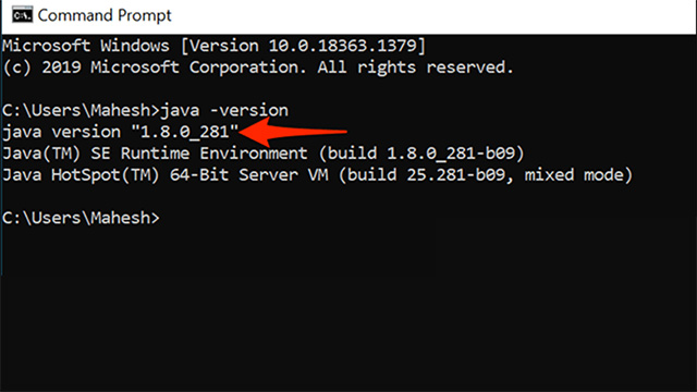 Kiểm tra phiên bản Java