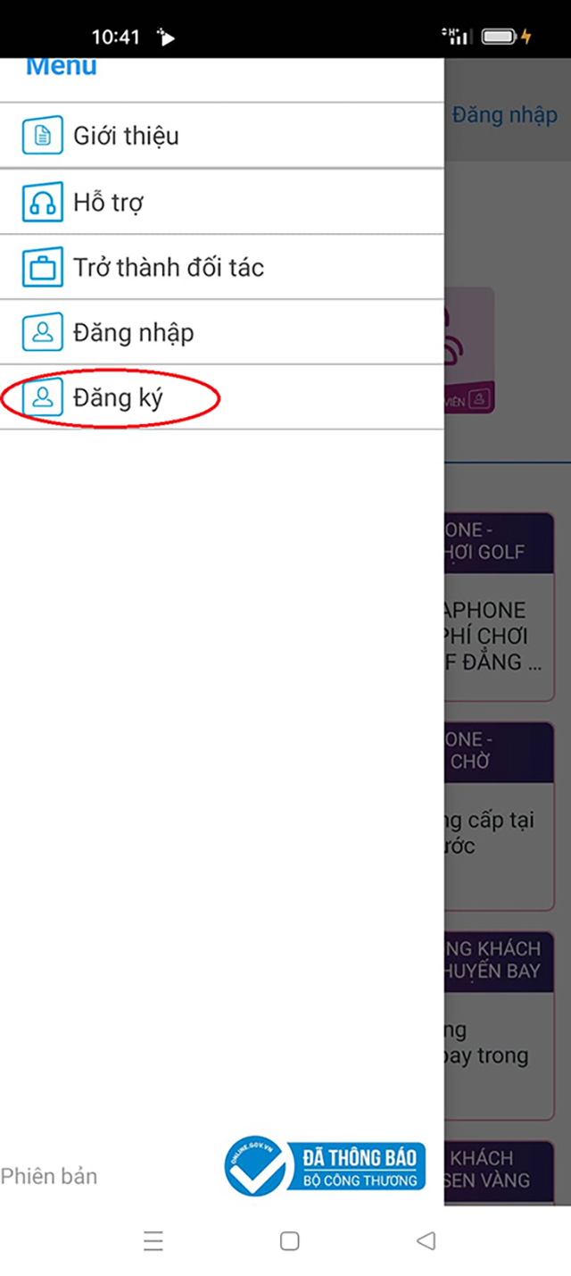 Lựa chọn đăng ký