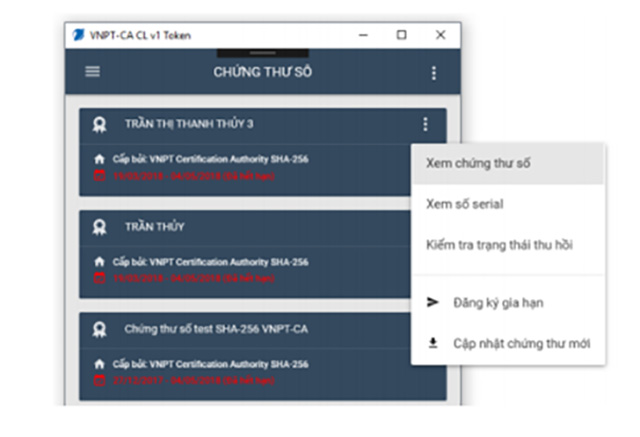Xem chứng thư số