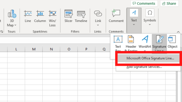 tạo chữ ký điện tử trong Microsoft Excel