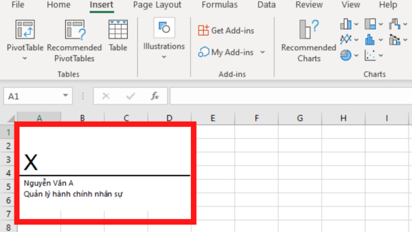 tạo chữ ký điện tử trong Microsoft Excel