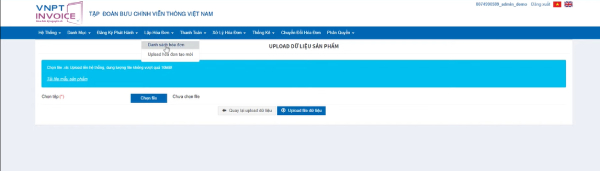 Chọn danh sách hóa đơn trên thanh công cụ