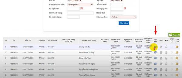 Lưu hóa đơn về máy
