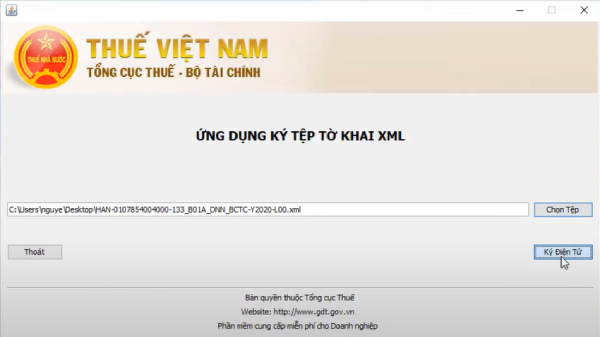 tiến hành chọn Ký Điện Tử