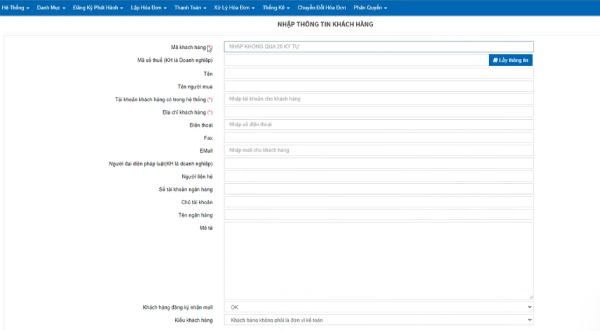 Trang nhập thông tin khách hàng