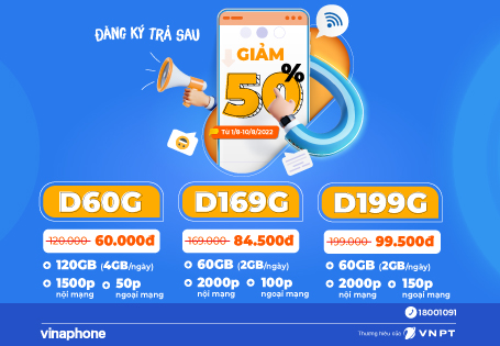 Đăng ký trả sau VinaPhone, nhận ngay ưu đãi giảm 50% gói cước