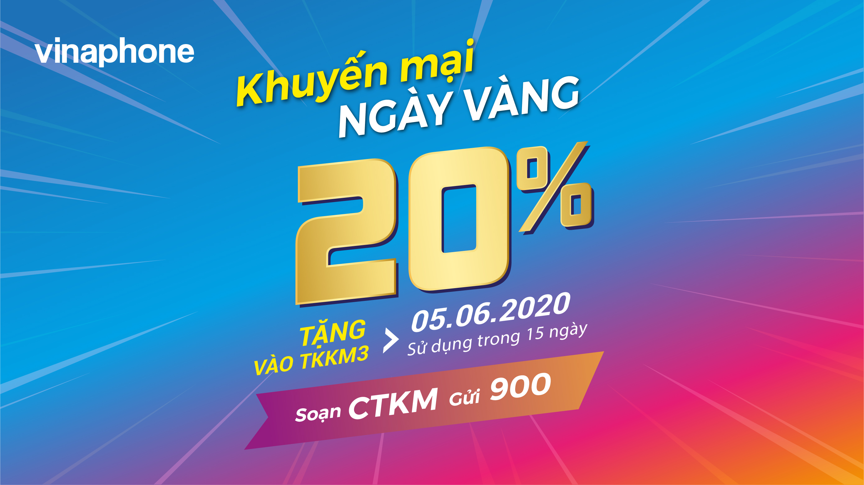 VinaPhone tặng 20% giá trị nạp cho TB trả trước trong Ngày Vàng 05/06/2020