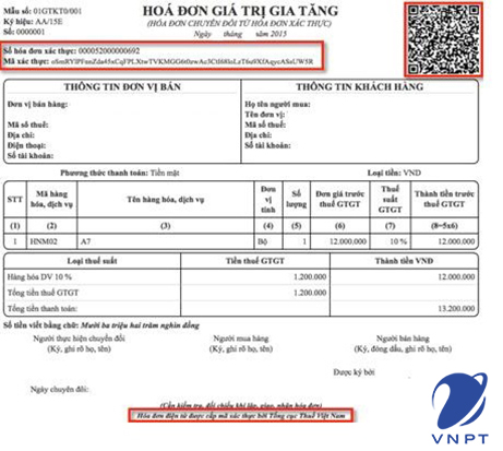 Mẫu hóa đơn điện từ có mã xác thực
