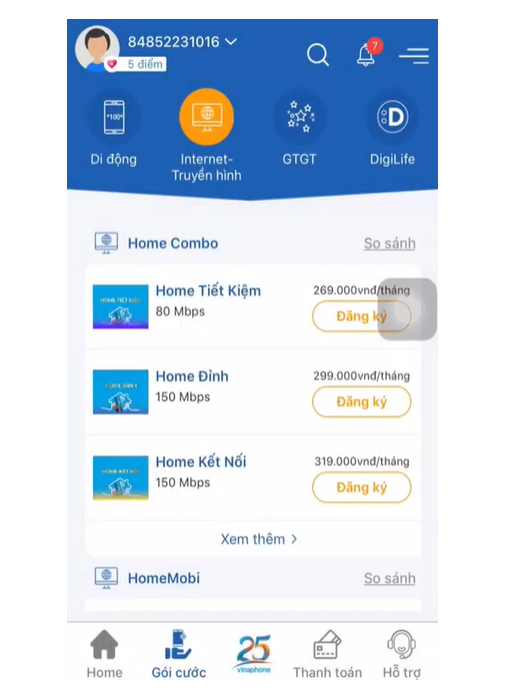 đăng ký mạng vnpt qua my VNPT
