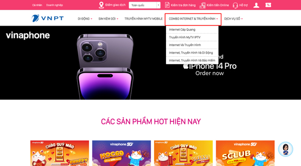Danh sách các combo Internet