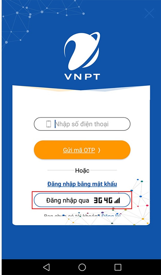 Đăng nhập bằng 3G/4G