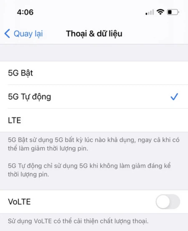 máy có hỗ trợ mạng 5G