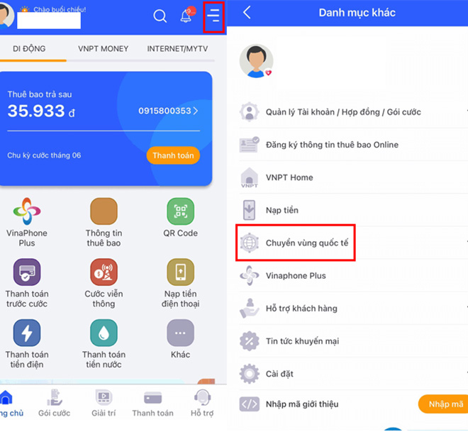 Truy cập ứng dụng My VNPT