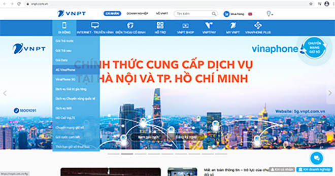 Truy cập website của VNPT