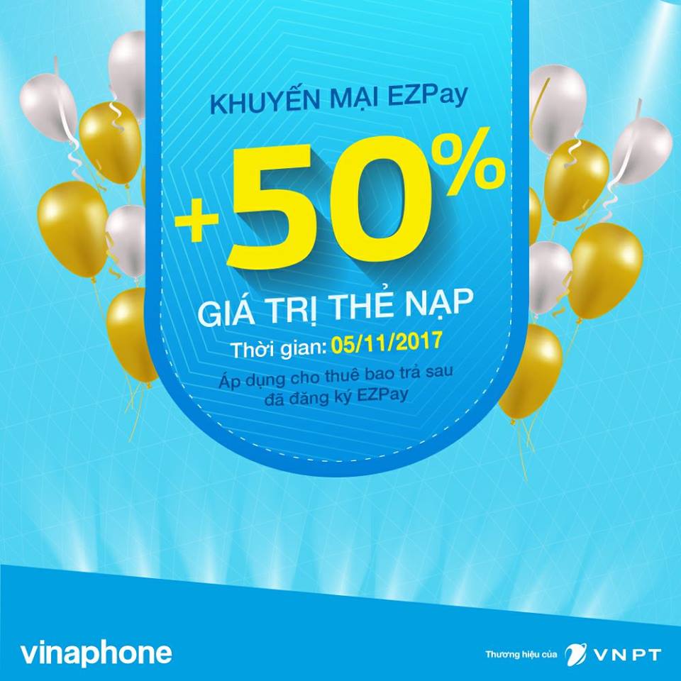 KHUYẾN MẠI  NẠP THẺ VÀO TÀI KHOẢN EZPAY NGÀY 20/11/2017