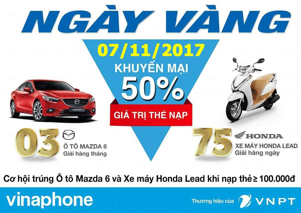 KHUYẾN MẠI NẠP THẺ NGÀY VÀNG 7/11/2017