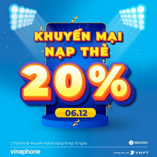 VinaPhone tung khuyến mại nạp thẻ hấp dẫn đầu tháng 12