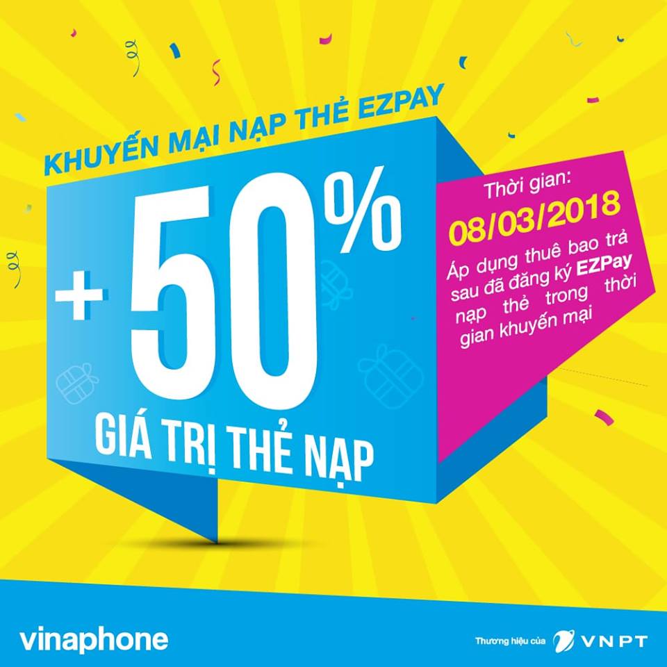 KHUYẾN MẠI NẠP THẺ VÀO TÀI KHOẢN EZPAY NGÀY 08/03/2018