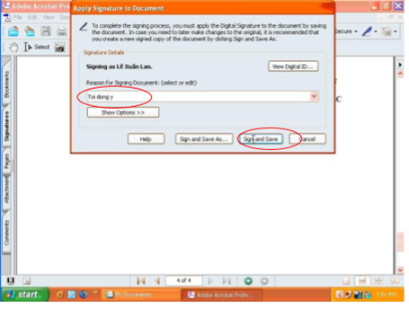 Reason for Signing Document