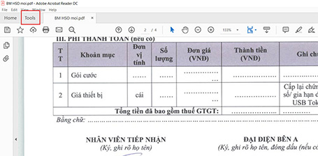 Chọn “Tools” trên thanh công cụ