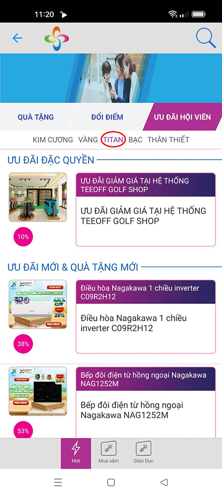 Hội viên là KIM CƯƠNG, VÀNG, TITAN, BẠC, THÂN THIẾT