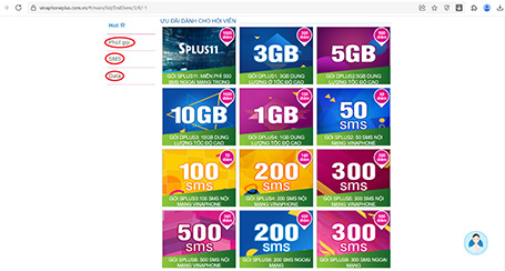 Chọn loại quà tặng là Phút gọi hoặc SMS, Data