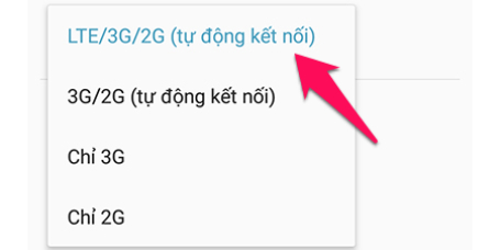 Chọn LTE/3G/2G trên Samsung