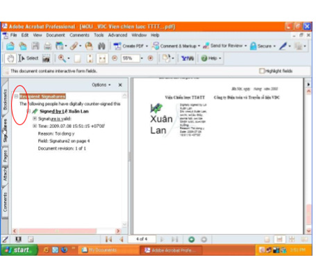 Chọn tab “Signature”