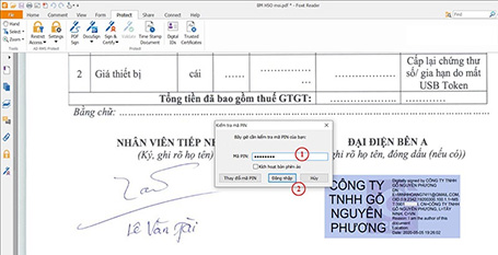 Đăng nhập mã PIN của USB Token