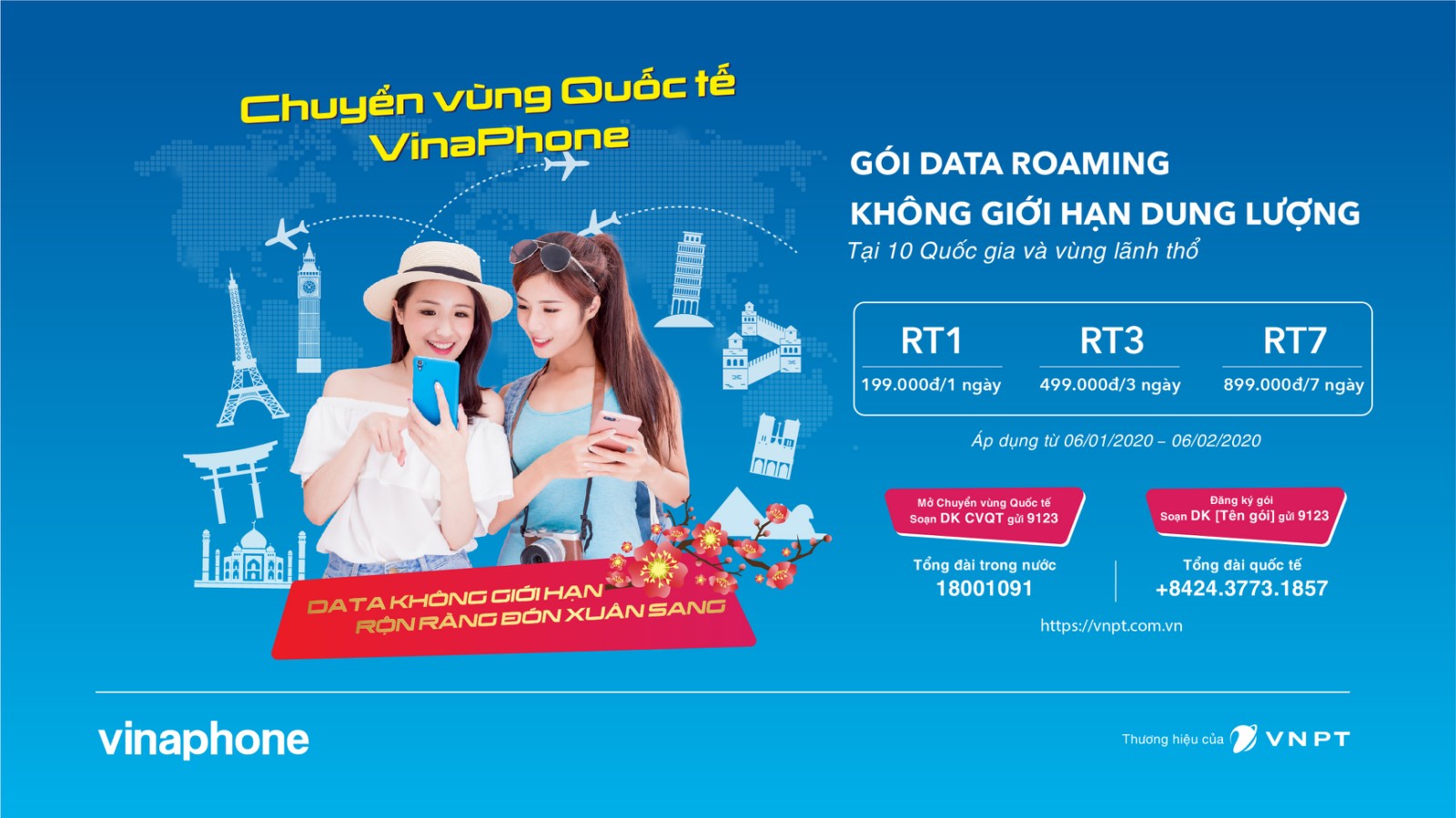 Du lịch Tết, online “hết mình” với gói Roaming không giới hạn dung lượng của VinaPhone
