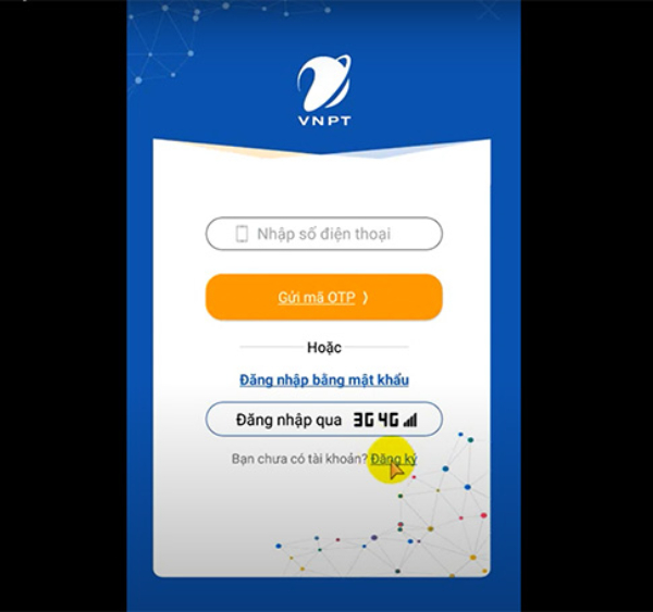 Mở app My VNPT và ấn nút Đăng ký.