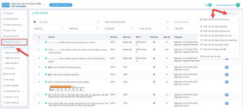 Tạo danh sách câu hỏi trên phần mềm học trực tuyến Việt Nam-VNPT Tạo danh sách câu hỏi trên phần mềm học trực tuyến Việt Nam-VNPT