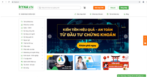 Giao diện website của phần mềm Kyna.vn Giao diện website của phần mềm Kyna.vn