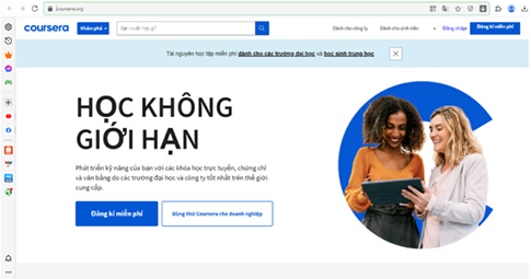  Giao diện website phần mềm học trực tuyến Coursera