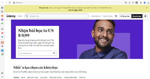 Giao diện website phần mềm học trực tuyến Udemy