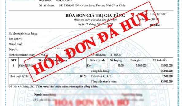 Ảnh minh họa h&oacute;a đơn đ&atilde; hủy