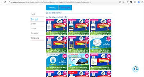 mục quà tặng mua sắm trên vinaphone plus