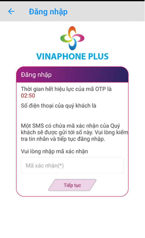 giao diện phần mềm vinaphone plus trên điện thoại