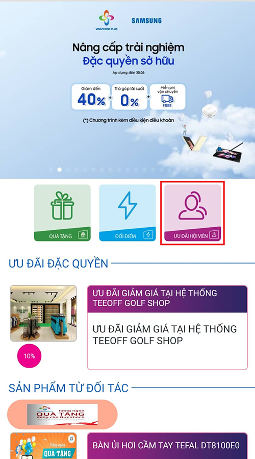 giao diện phần mềm vinaphone plus trên điện thoại