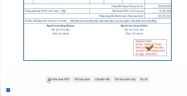 tải hóa đơn và các thao tác khác