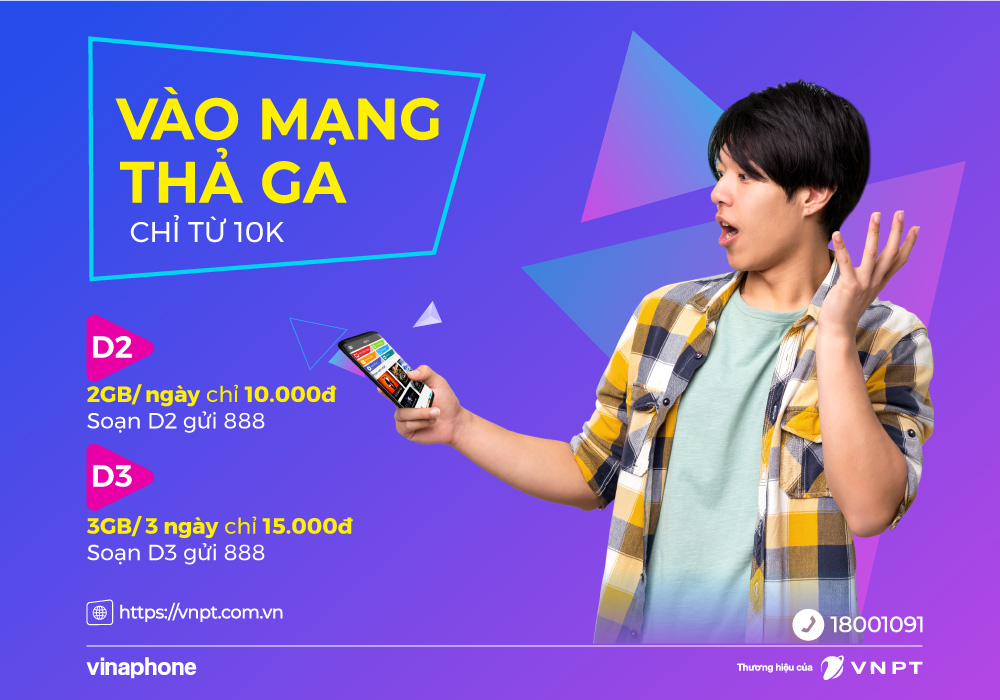 Điểm danh những gói Data xài cả ngày, giá siêu rẻ của VinaPhone