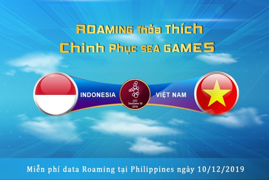 Miễn phí hoàn toàn Data Roaming cổ vũ Chung kết Bóng đá nam SEA Games