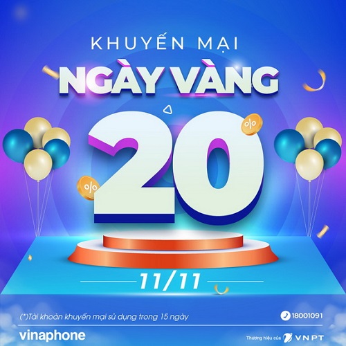 Khuyến mại nạp thẻ VinaPhone trong ngày “Siêu Sale” 11/11