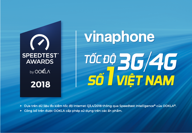 VinaPhone nhận giải thưởng Speedtest về nhà mạng có tốc độ 3G/4G số một Việt Nam