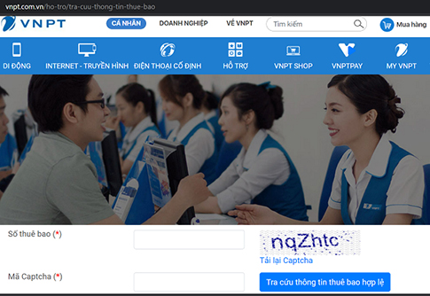 kiểm tra thông tin thuê bao của mình thông qua website của VNPT